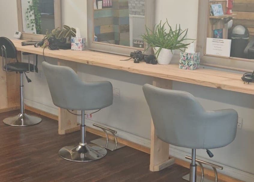 Modern salon chairs and mirrors at Sammy at Cabello, Goole, England, GB. Ideal for beauty treatments.