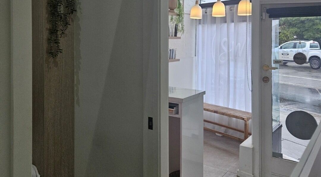 Welcoming entrance of SM Skin and Beauty in Strathmore, Victoria, AU with modern decor and natural light.