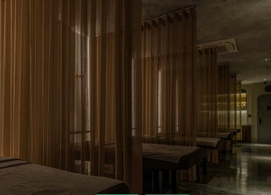 Elegant spa interior at NP Brows & Lashes x Ukiyo Spa, Ho Chi Minh, VN featuring serene treatment rooms.