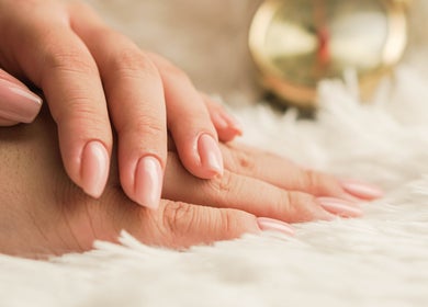 Nails with a soft pink manicure at The J Spa & Skin Clinic Ltd, San Fernando, San Fernando City Corporation, TT.