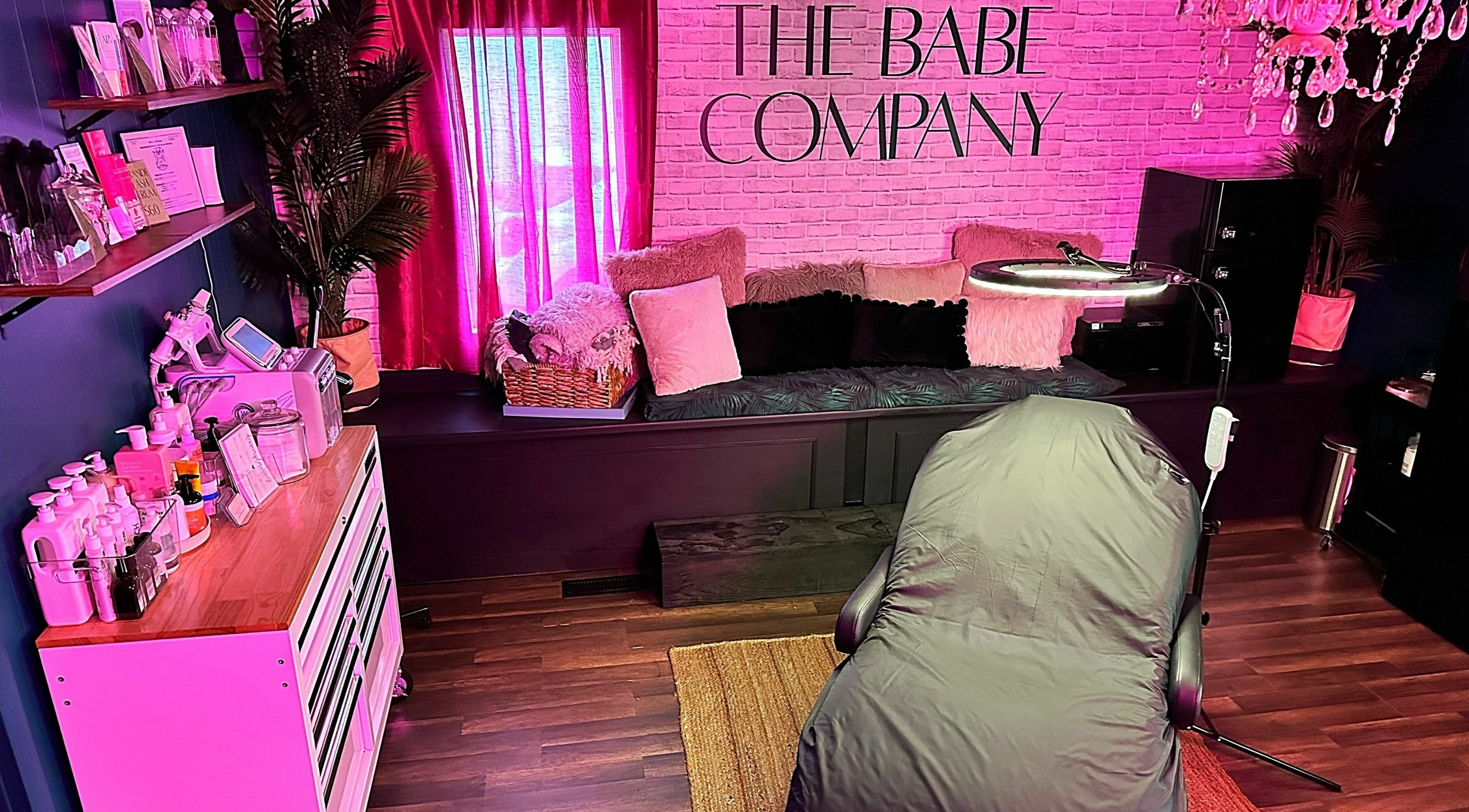 Cozy beauty lounge at The Babe Company in Mount Pleasant, Michigan, US with luxurious decor and a welcoming ambiance.