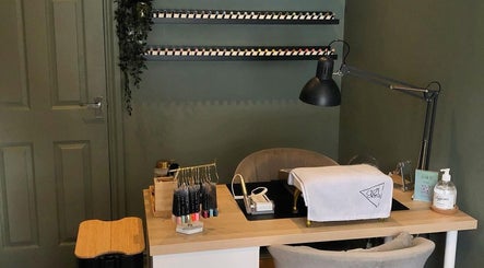A stylish nail desk at CHELS xo NAILS - BIAB Gel Specialist in Yeovil, England, GB, showcasing gel polish options.
