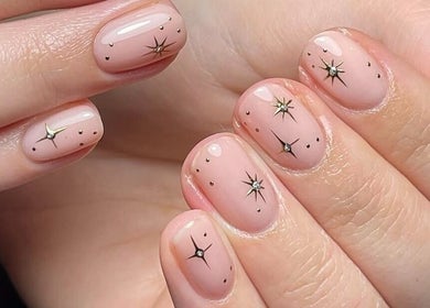 Elegant star design nails at CHELS xo NAILS - BIAB Gel Specialist, Yeovil, England, GB.