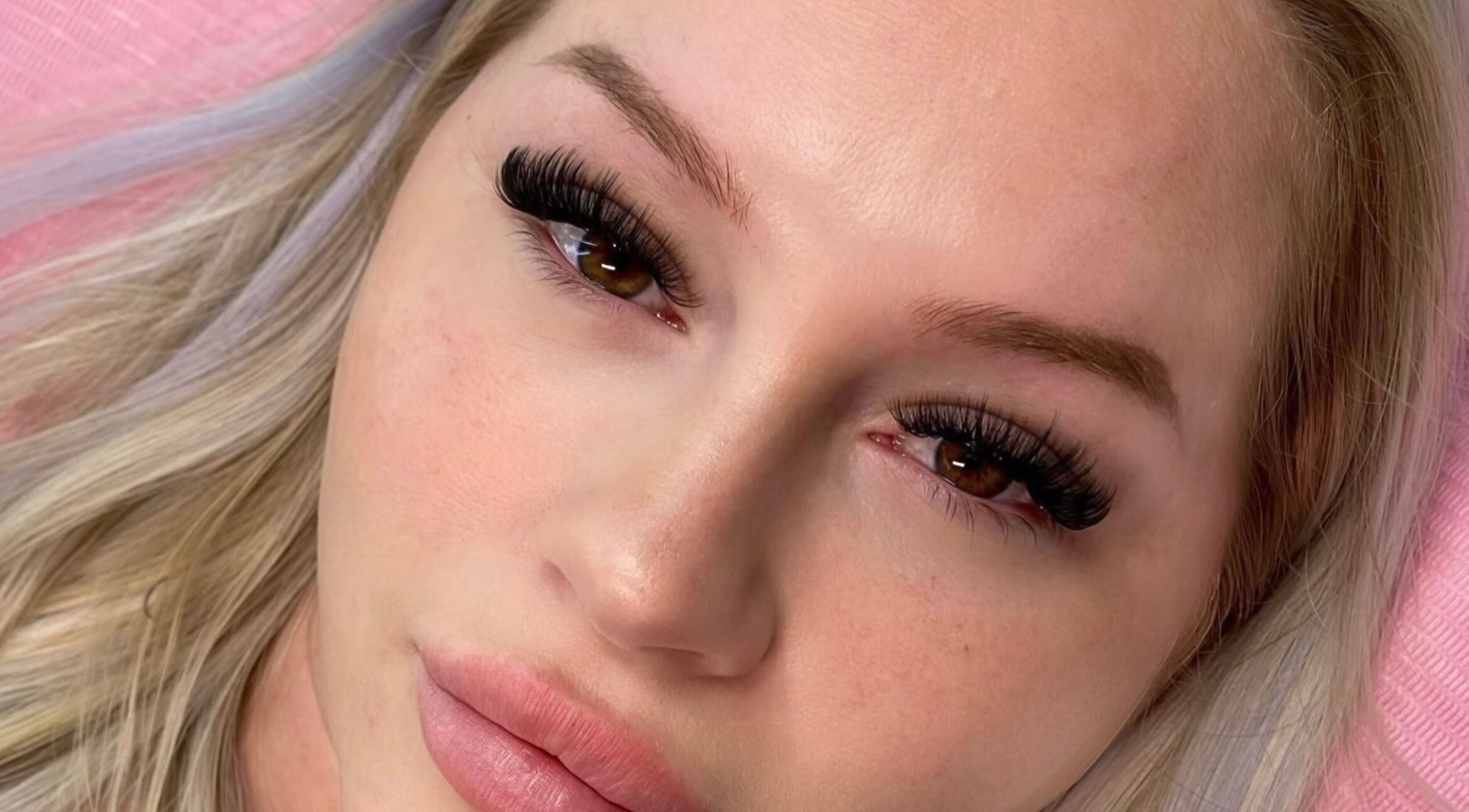 Close-up of elegant eyelash extensions at GLAM FACES CLINIC, Radlett, England, GB.