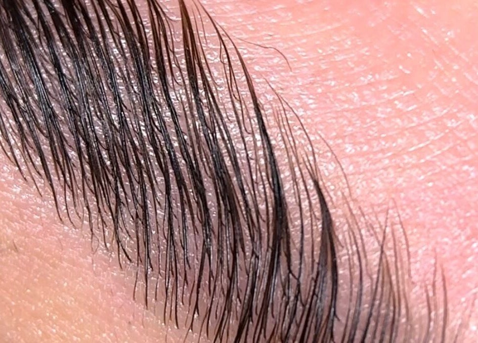 Close-up of expertly groomed brow by By Séan - Lash & Brow Specialist in Dundee, Scotland, GB.