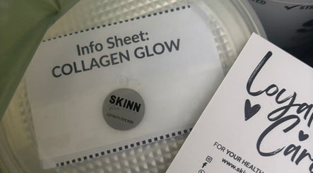 Info sheet and loyalty sticker for Collagen Glow at Looks2Last Aesthetic Skin Clinic in Cape Town, Western Cape, ZA.