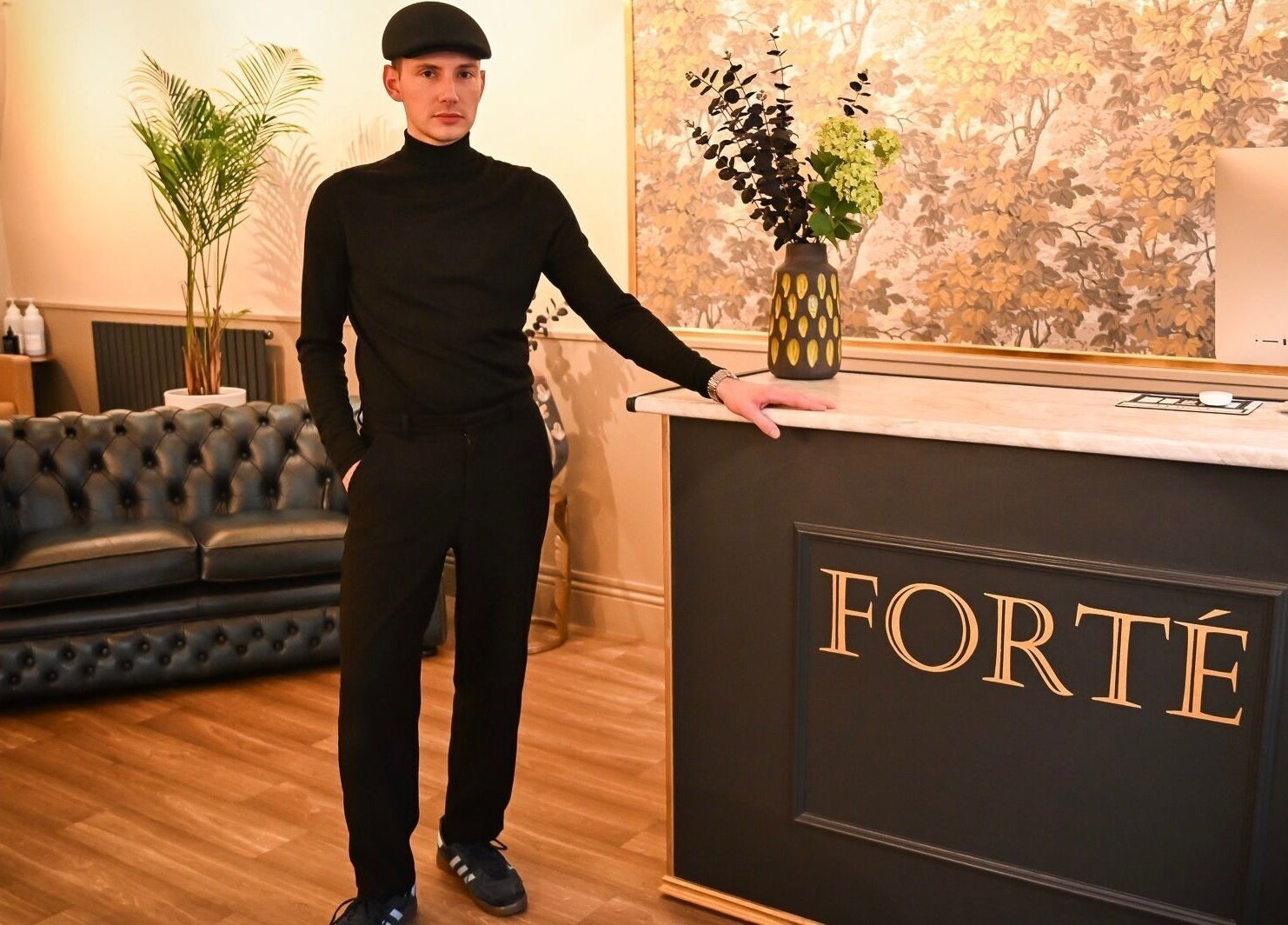 Reception area of Forté in Louth, England GB, featuring elegant decor and modern furnishings.