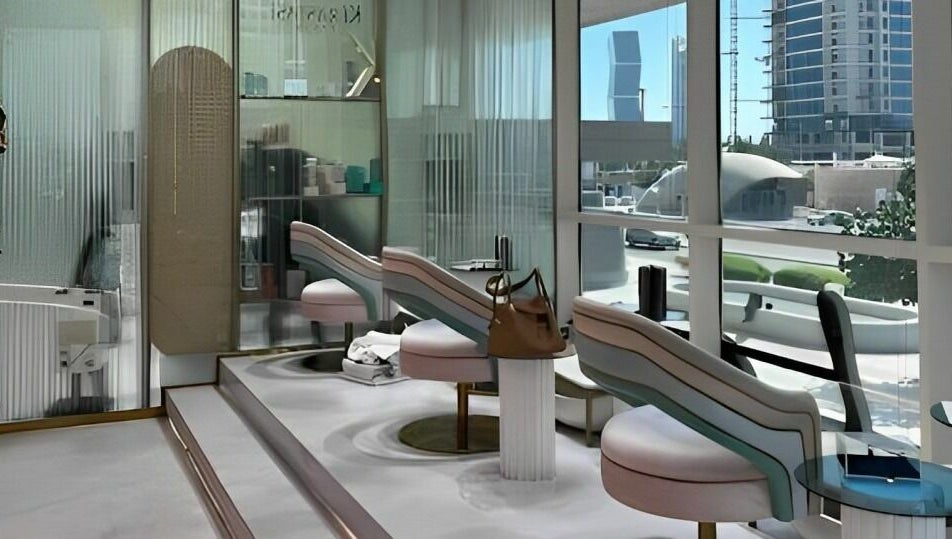 Modern seating at Le Meme Spa, Manarat Lusail Tower, Doha, Doha, QA offers a chic, serene relaxation space.