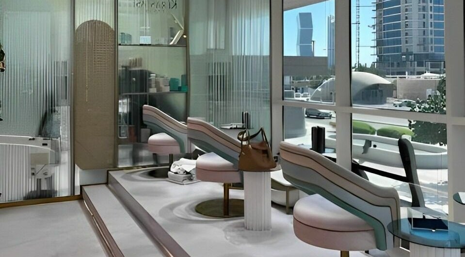 Modern seating at Le Meme Spa, Manarat Lusail Tower, Doha, Doha, QA offers a chic, serene relaxation space.
