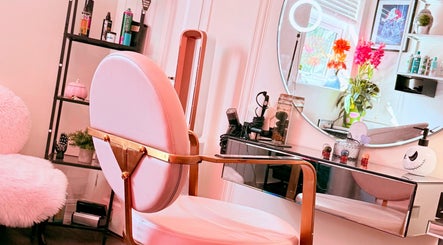 Stylish beauty station at Namastique, Hull, England, GB with plush seating and vibrant decor.