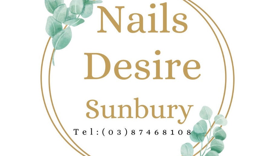 Logo of Nails Desire Sunbury with eucalyptus design in Melbourne, Victoria, AU.