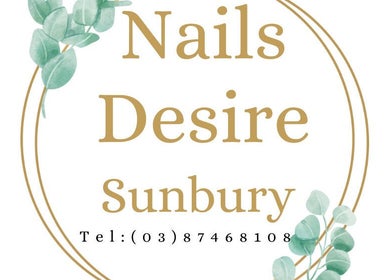 Logo of Nails Desire Sunbury with eucalyptus design in Melbourne, Victoria, AU.