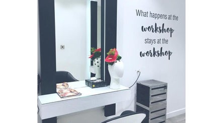 Modern styling station at The Hair Workshop Extensions Hair Couture in Dubai, Dubai, AE.