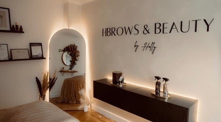Calm interior at H Brows & Beauty, Lightwater, England, GB showcasing a stylish wall design and decor.