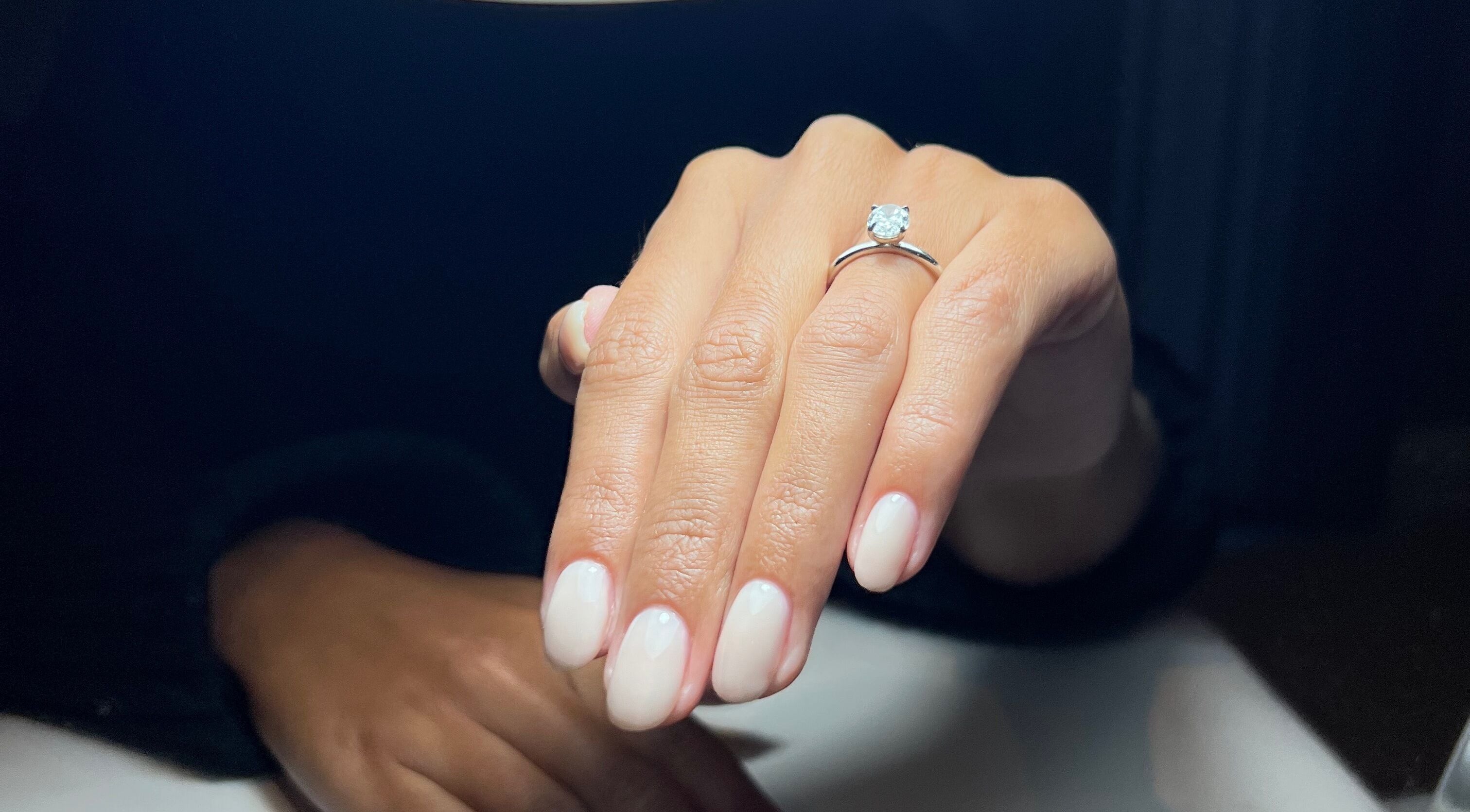 Exquisite manicure with a diamond ring at Beau.t, Southwater, England, GB.