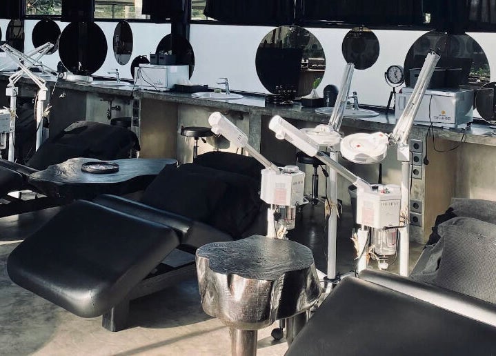 Modern spa interior at Muka Concepts Jalan Green School, Sibang Kaja, Bali, ID with sleek massage tables.