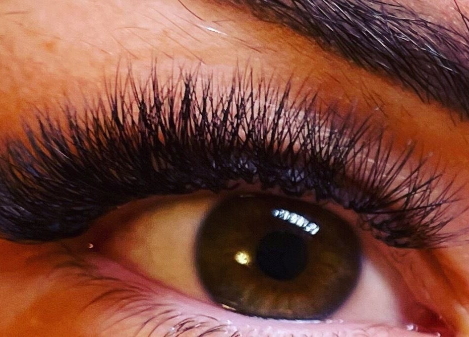 Close-up of elegant eyelash extension at Fabulash, Stonehouse, England, GB, showcasing detailed lash artistry.