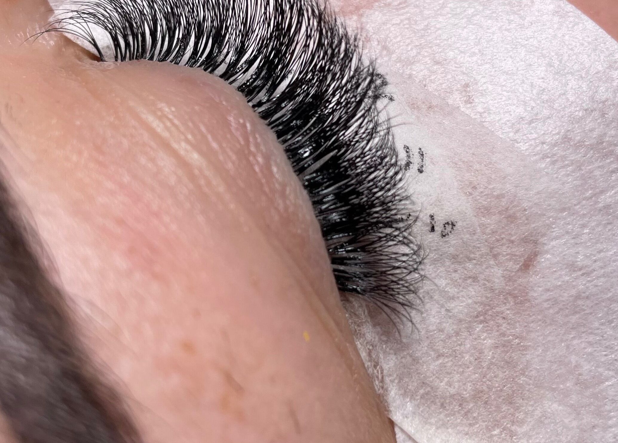 Close-up of eyelash extensions at Fabulash, Stonehouse, England, GB, showcasing expertly applied lashes.