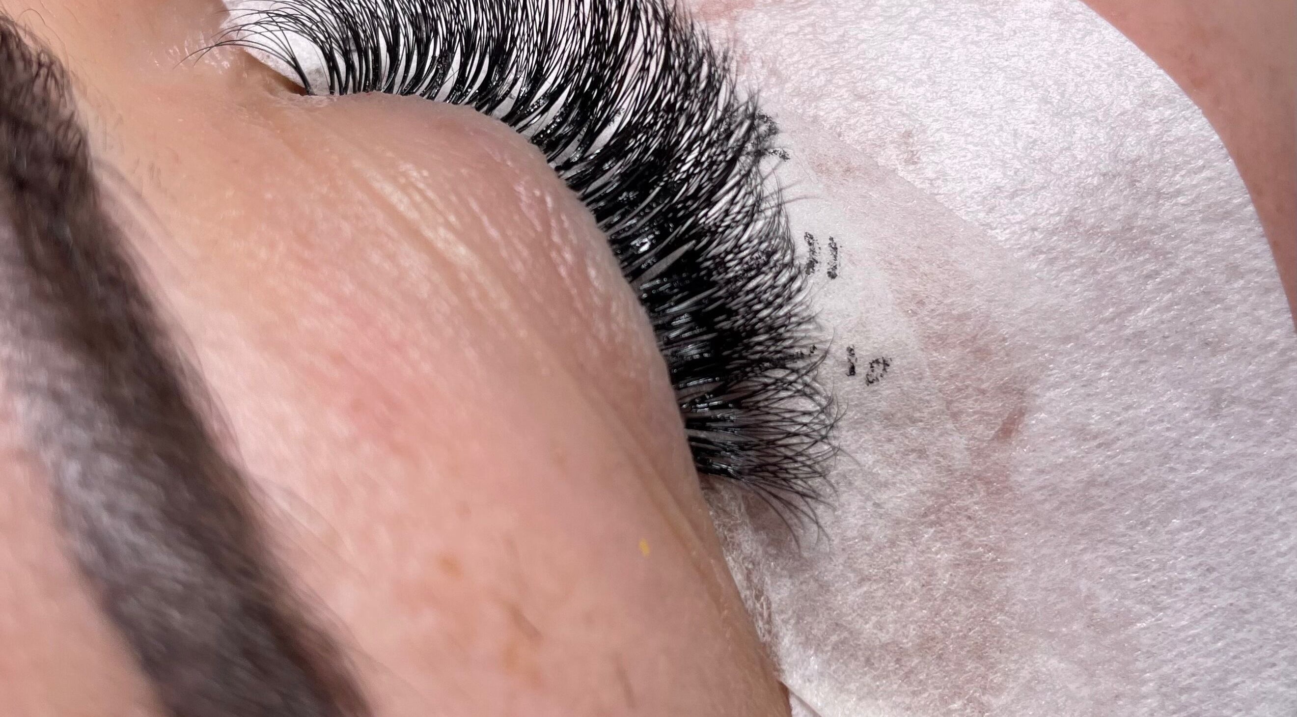 Close-up of eyelash extensions at Fabulash, Stonehouse, England, GB, showcasing expertly applied lashes.