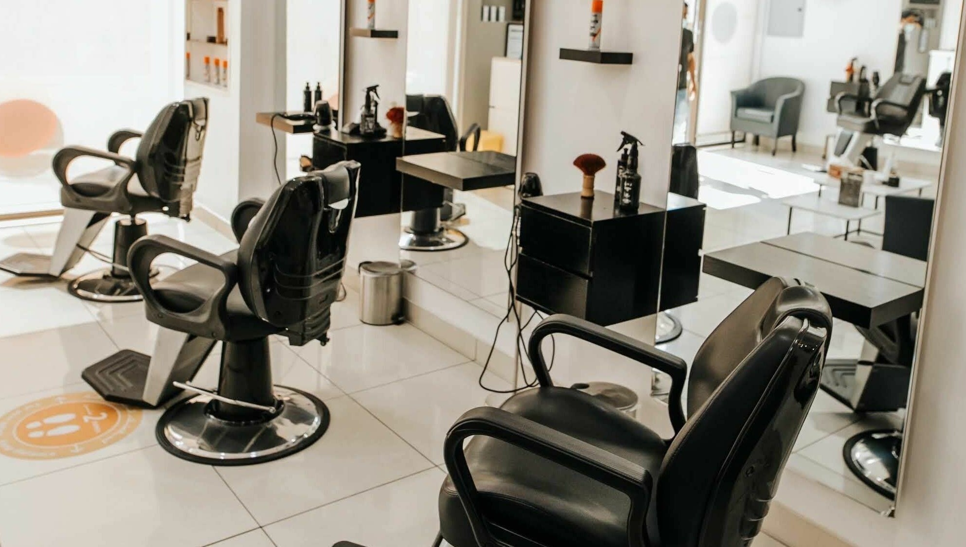 Modern styling chairs at Uppercut Gents Salon, Jumeirah Beach Residences, Dubai, UAE, AE.