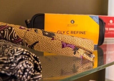 Colorful fabrics and products on display at Borneo Bali Day Spa in Carlisle, Western Australia, AU.