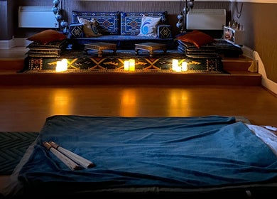 Relaxing therapy room with candles at Zilda Holistic Therapies in Dunfermline, Scotland, GB.