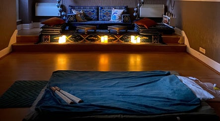Relaxing therapy room with candles at Zilda Holistic Therapies in Dunfermline, Scotland, GB.