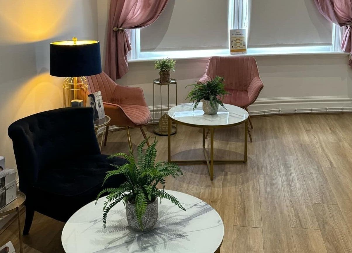 Stylish lounge area at The Beauty Room, Spalding, England, GB, with cozy seating and chic decor.