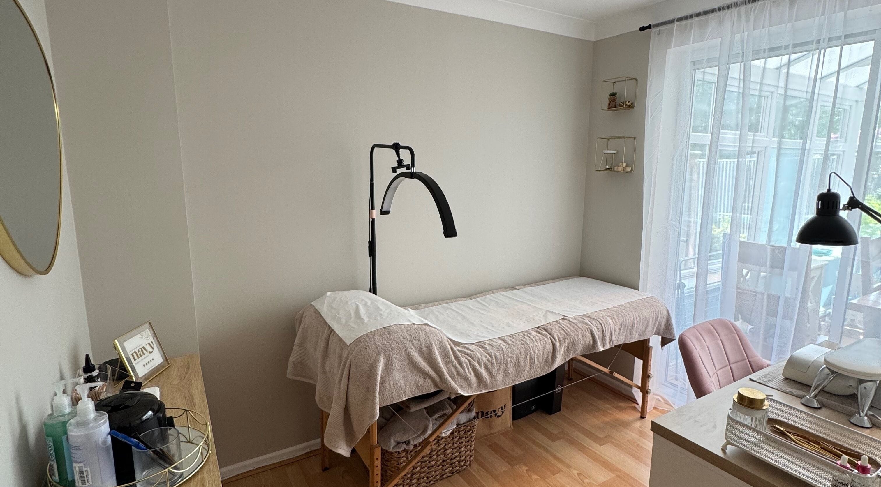 Calm treatment room at Morgans Beauty, Mortimer Common, England, GB, showcasing a relaxing ambiance.