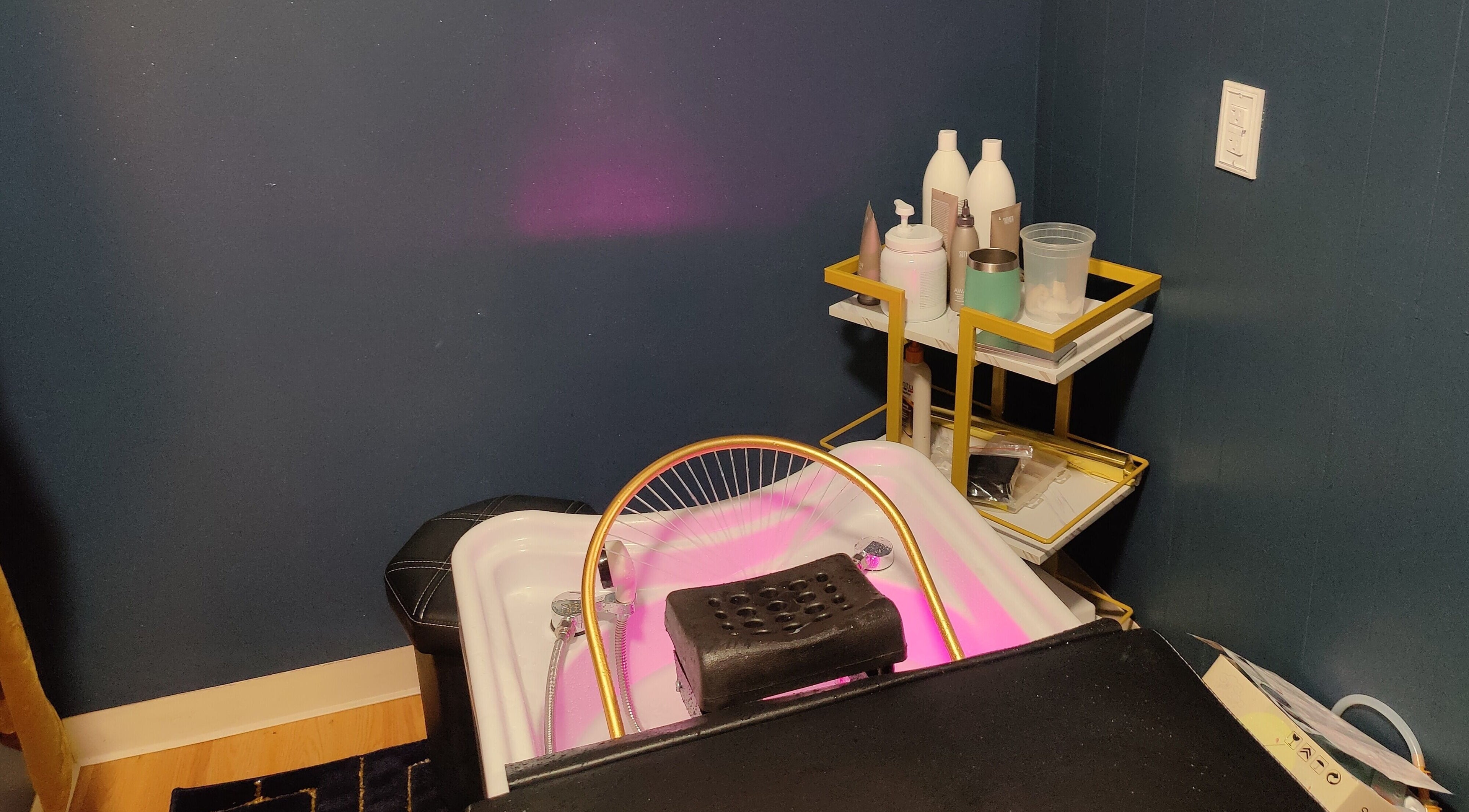 Pedicure station at Oh My Glam! Spa & Beauty Bar, Cinnaminson, New Jersey, US offers a relaxing experience.