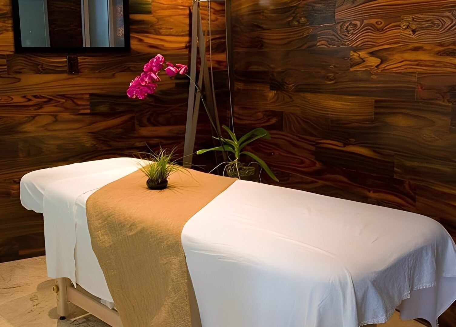 Relaxation room at SPS101 - Hilton Bentley Miami Beach, featuring a massage table in Miami Beach, Florida, US.