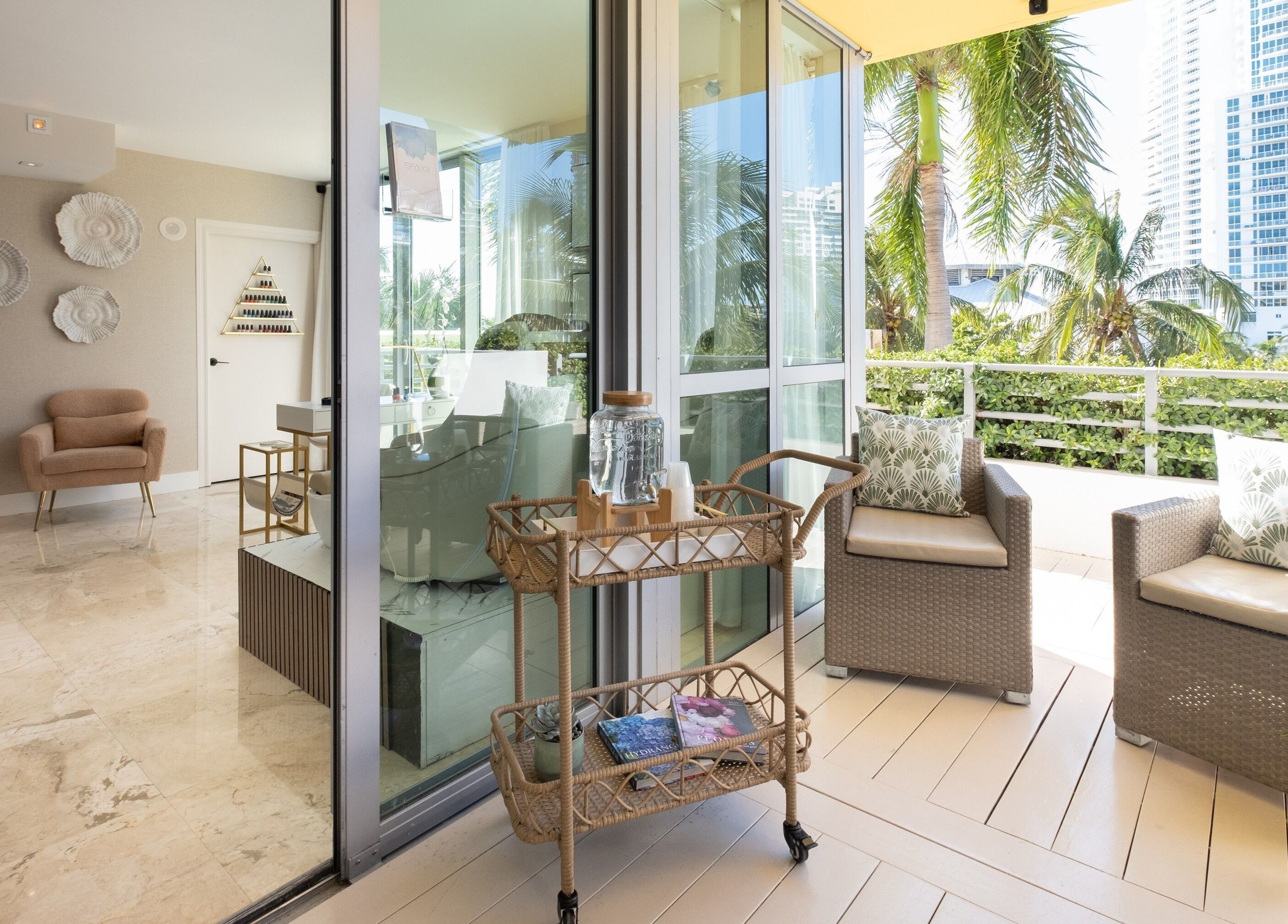 Elegantly furnished terrace at SPS101 - Hilton Bentley Miami Beach, showcasing a blend of comfort and style in Miami Beach, Florida, US.
