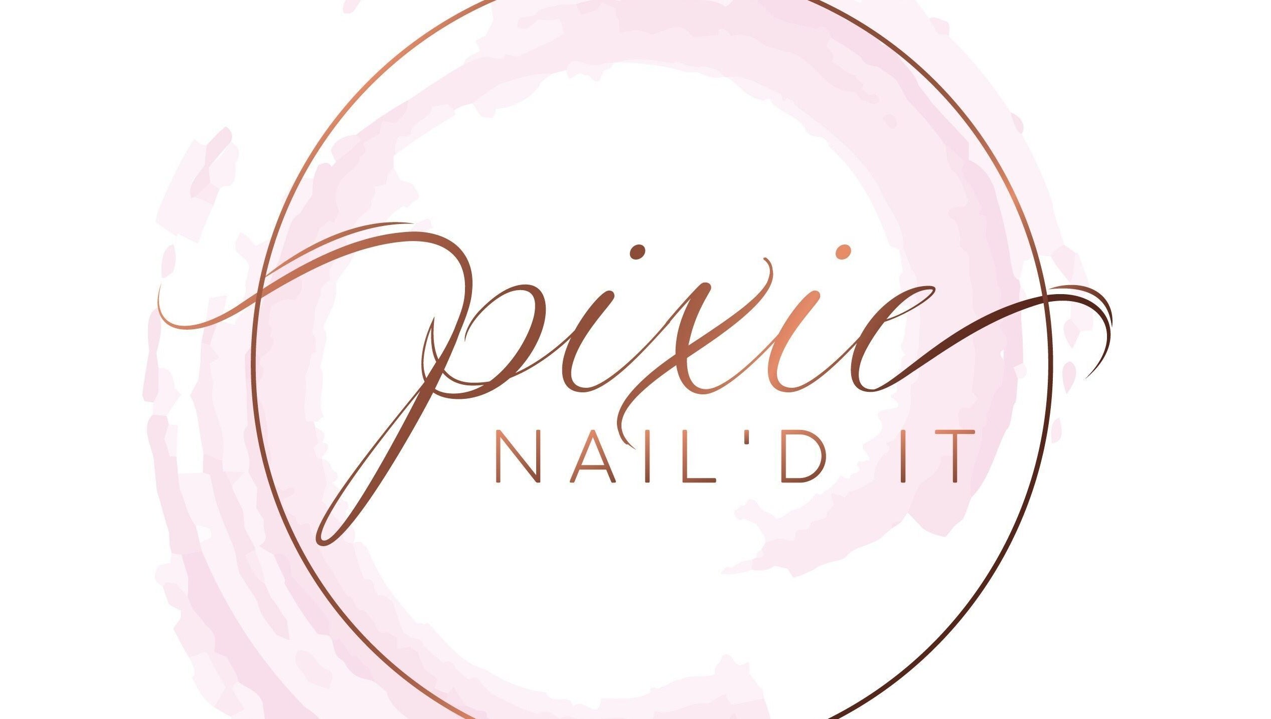 Elegant Pixie Nail'd It logo in Bridgetown, Saint Michael, BB, featuring soft pink and brown hues.