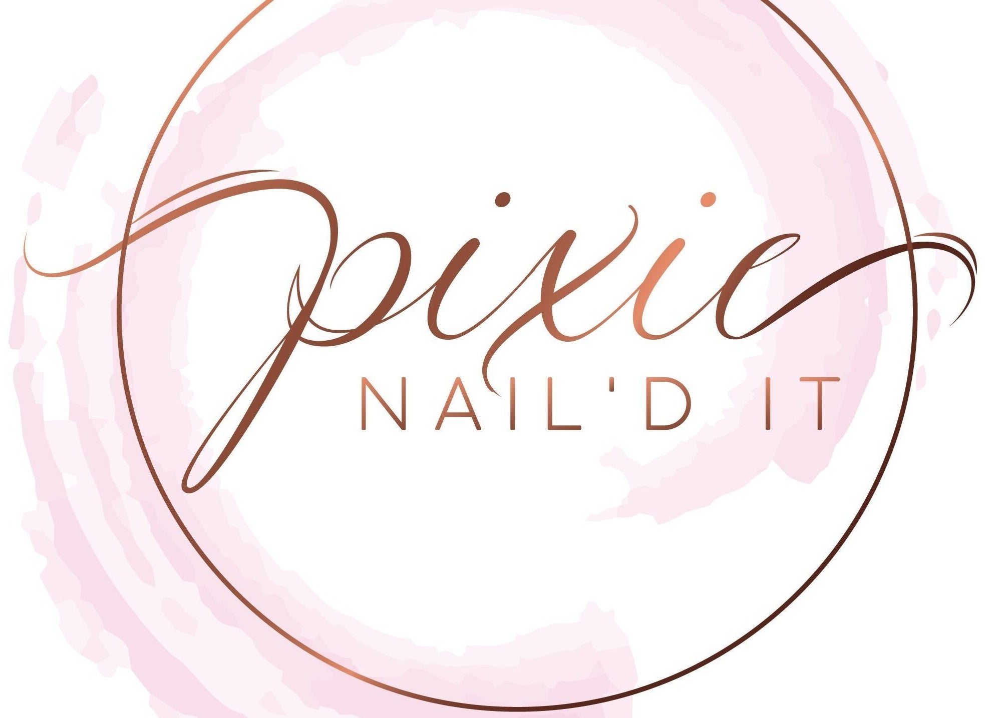Elegant logo of Pixie Nail'd It in Bridgetown, Saint Michael, BB, with stylish pink and brown design.