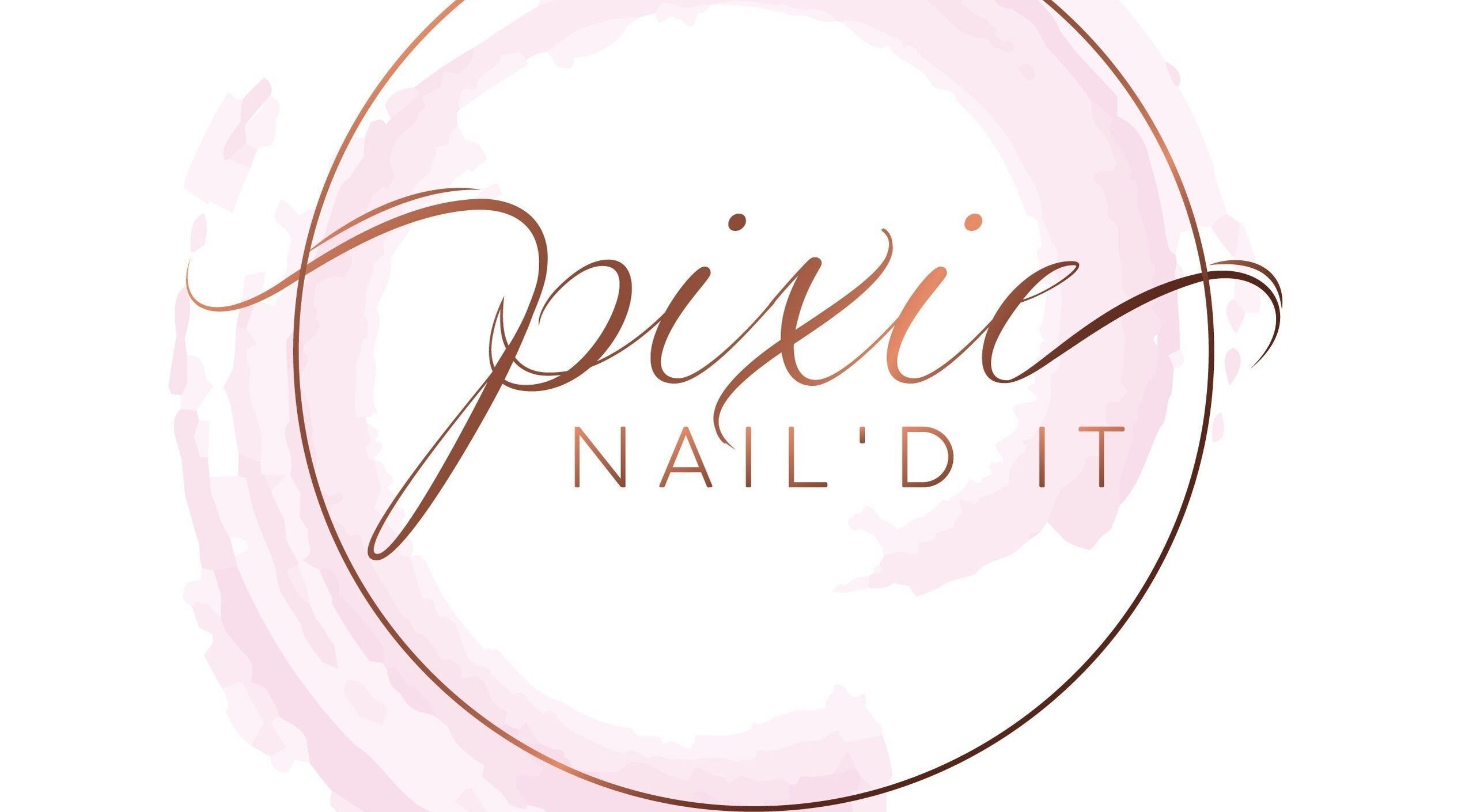Elegant logo of Pixie Nail'd It in Bridgetown, Saint Michael, BB, with stylish pink and brown design.