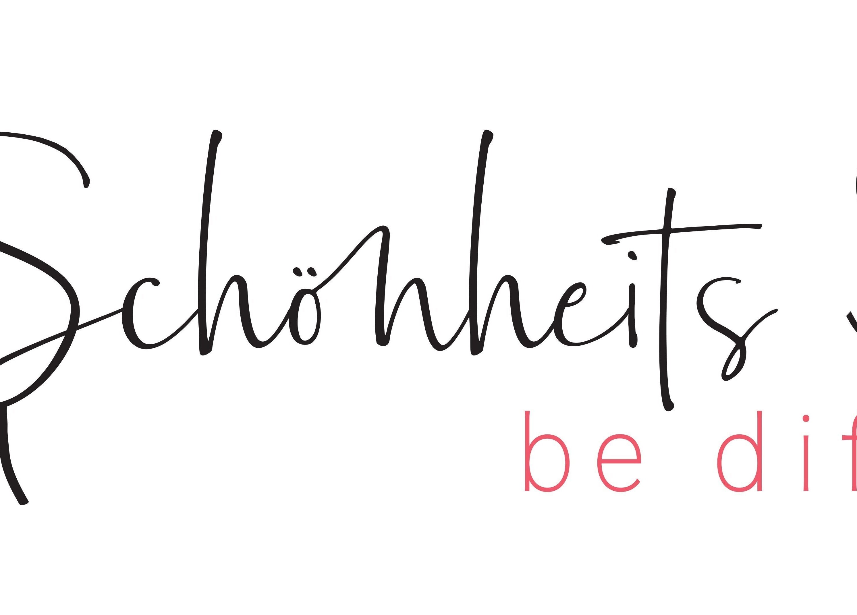 Schönheits Spa logo with script text and red lips in Worcester, Western Cape, ZA.