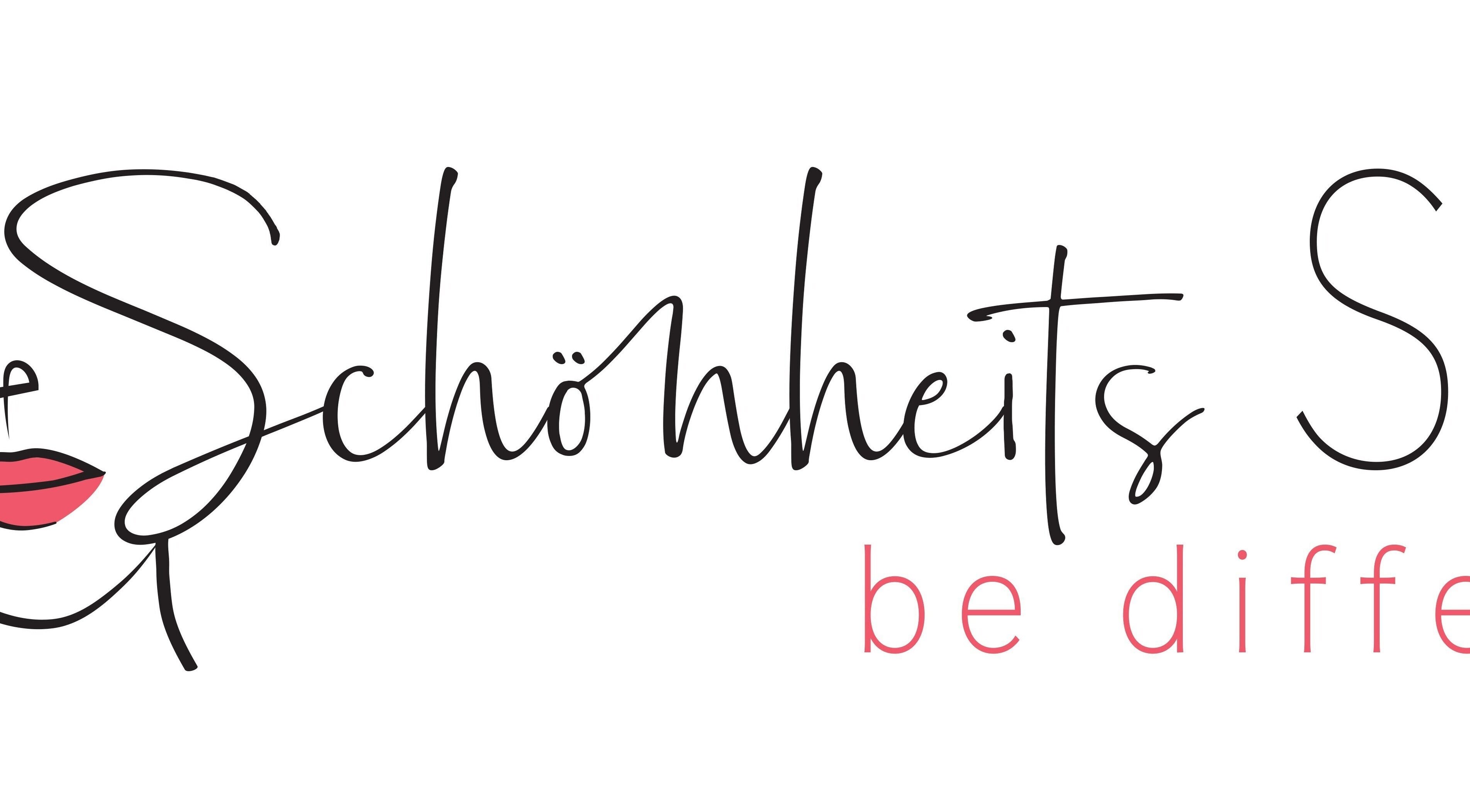 Schönheits Spa logo with script text and red lips in Worcester, Western Cape, ZA.
