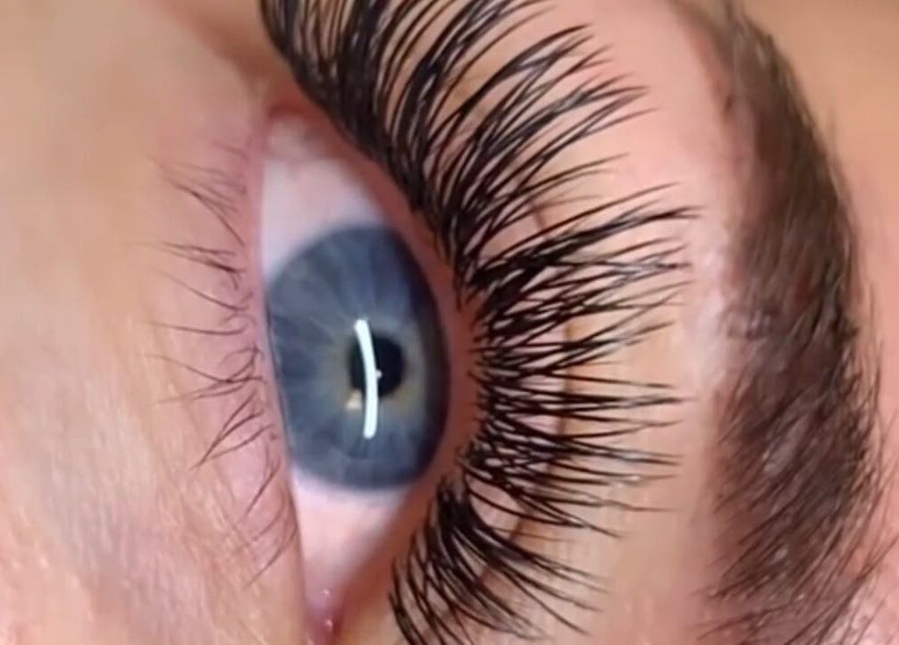 Close-up of enhanced lashes at Britt Babe Cave, Temecula, California, US.