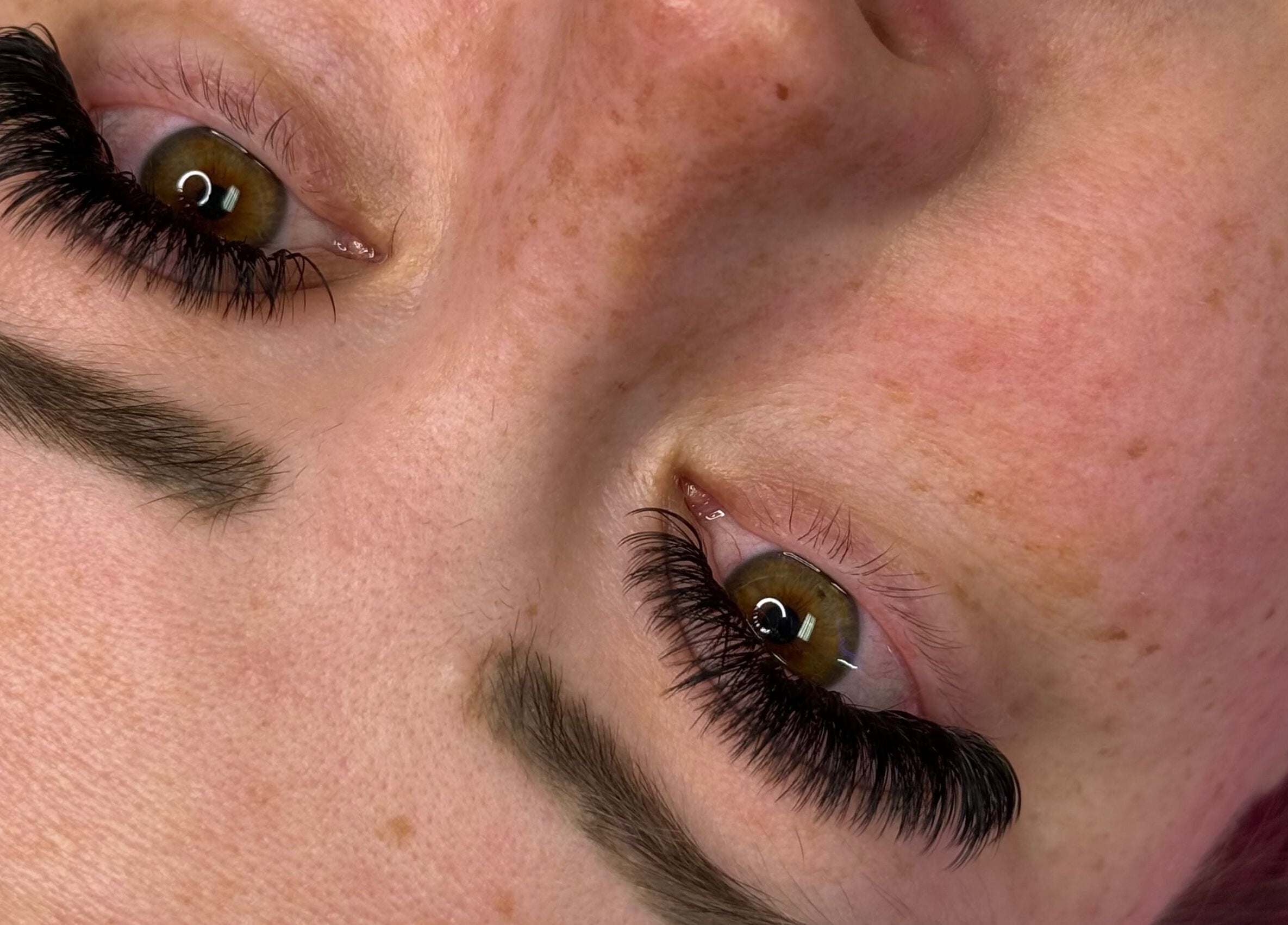 Close-up of eyelash extensions at Britt Babe Cave, Temecula, California, US, showcasing enhanced beauty.