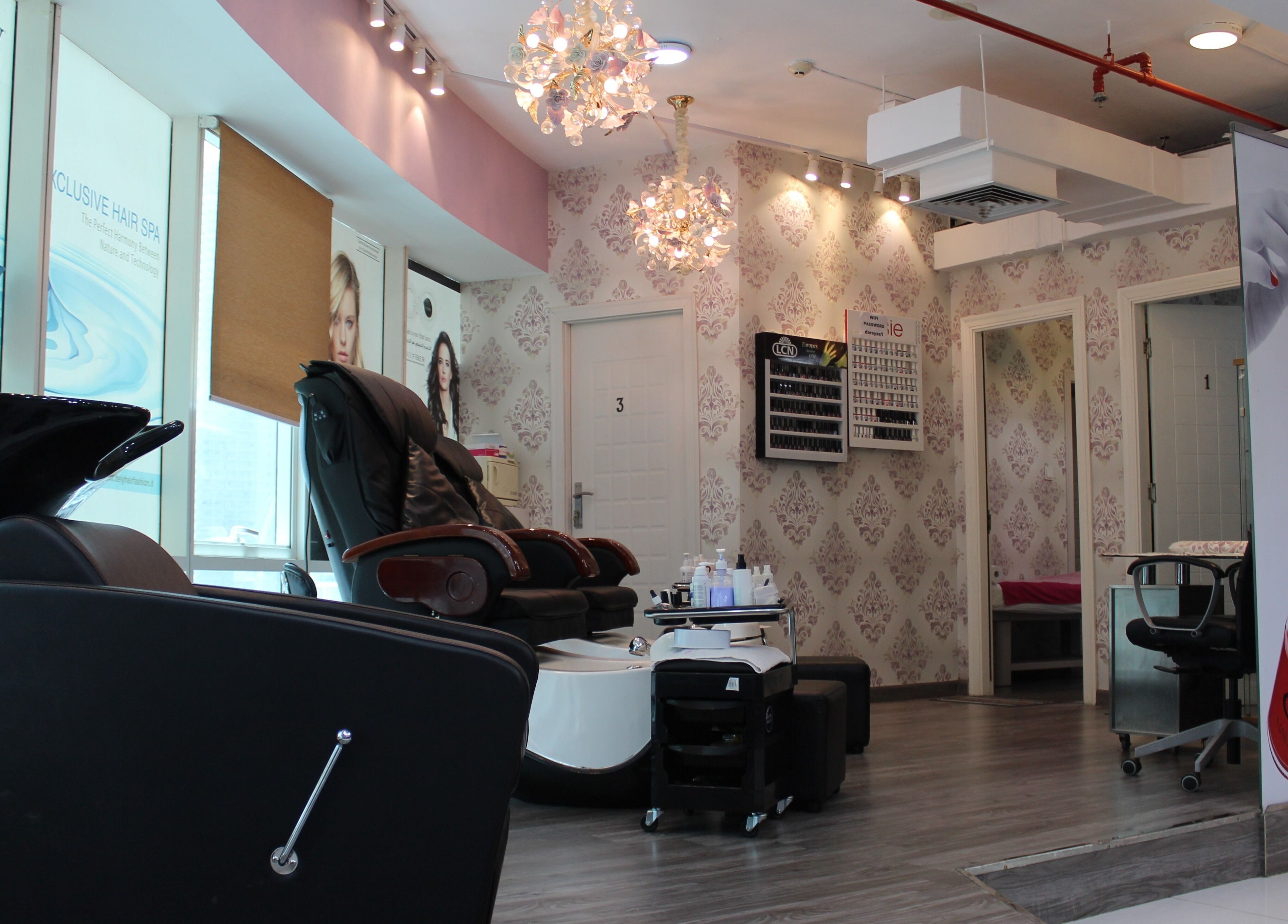 Elegant salon interior with spa chairs at Beauty Beat DMCC, Dubai, Dubai, AE, highlighting luxury wellness.