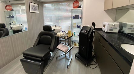 Relaxing chair and modern equipment at Dudes Barbershop, Sheung Wan, Hong Kong Island, HK.