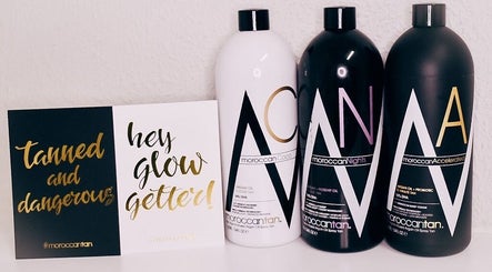Luxury tanning products on display at Beleza Wellness, Benoni, Gauteng, ZA, promoting a radiant glow.