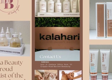 Kalahari skincare products at Beleza Wellness, Benoni, Gauteng, ZA promote luxurious beauty treatments.