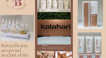 Kalahari skincare products at Beleza Wellness, Benoni, Gauteng, ZA promote luxurious beauty treatments.