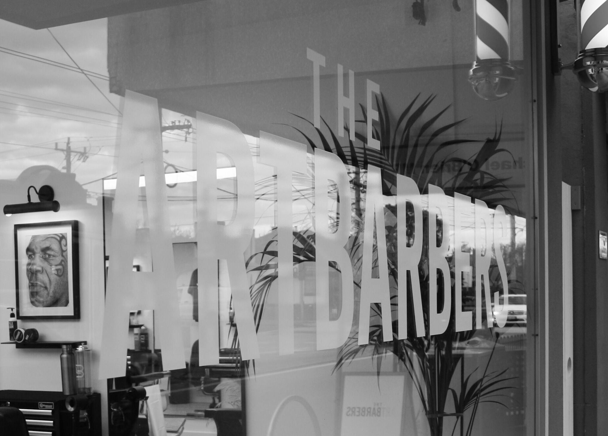 The Art Barbers Malvern storefront with vintage decor in Melbourne, Victoria, AU.