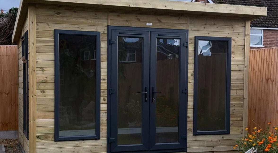 Elegant wooden spa cabin at Zoe Hobley Beauty, Northwich, England, GB. Perfect escape for relaxation.