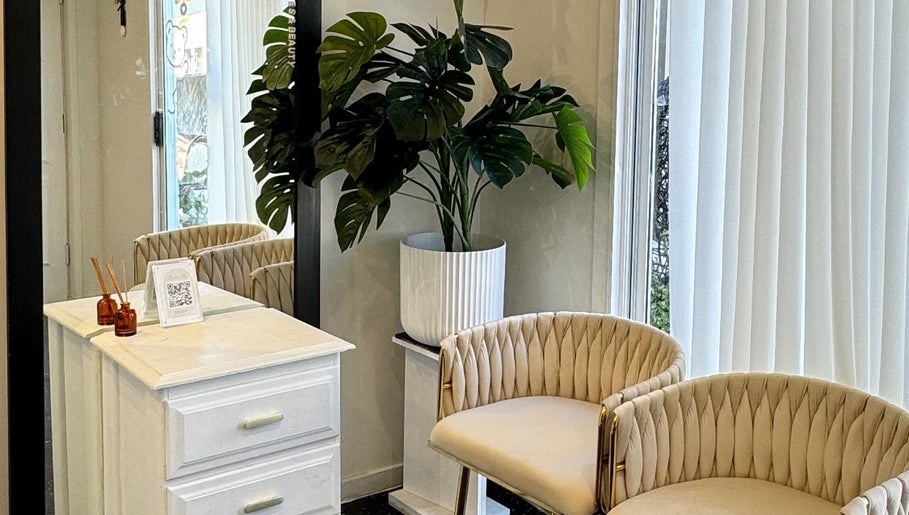 Cozy seating at Flashy Lashies & Beauty, Lethbridge Park, New South Wales, AU with chic decor.