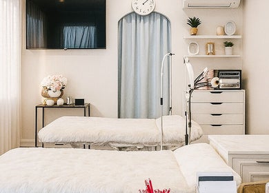 Cozy treatment room at Flashy Lashies & Beauty, Lethbridge Park, New South Wales, AU with plush decor.