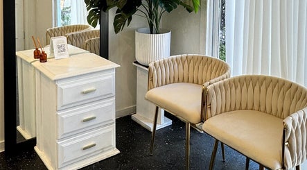 Chic waiting area at Flashy Lashies & Beauty, Lethbridge Park, New South Wales, AU with stylish seats and decor.