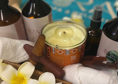 Relaxing spa basket with oils and candle at Ora Spa Home Service (Ladies Only), Riyadh, Riyadh Province, SA.